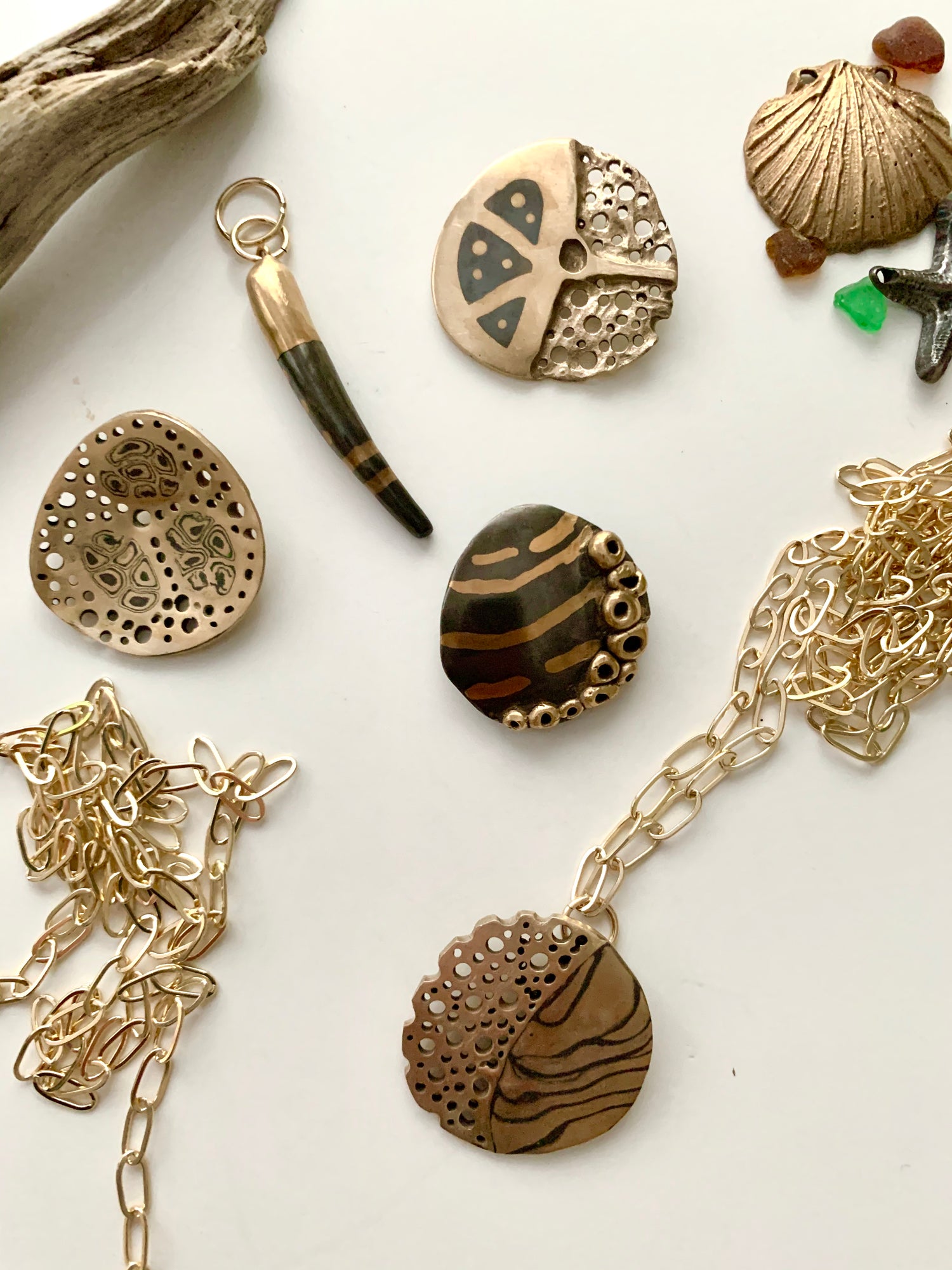 Steel and bronze one of a kind art jewelry