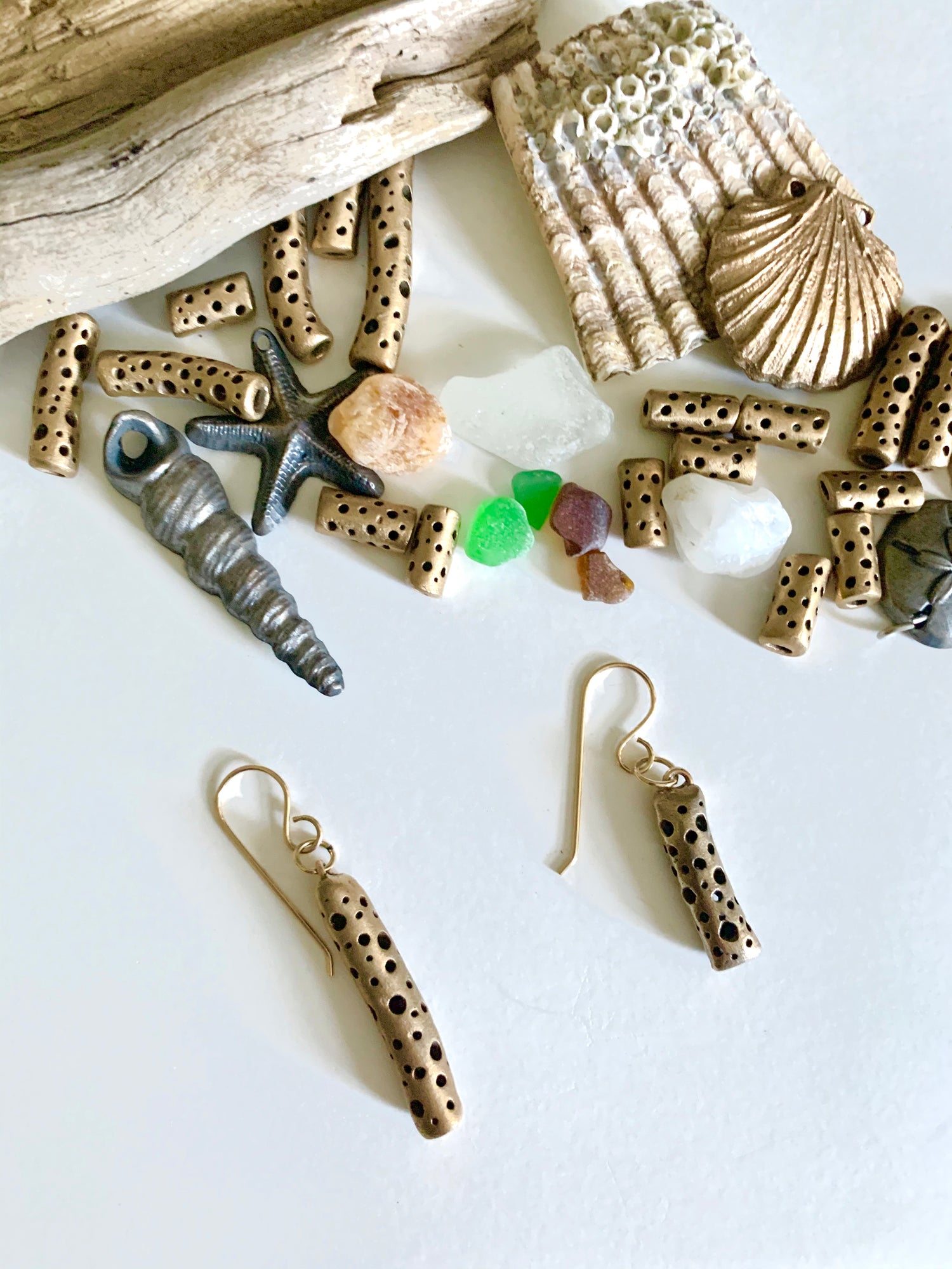 bronze hand carved sculptural beads