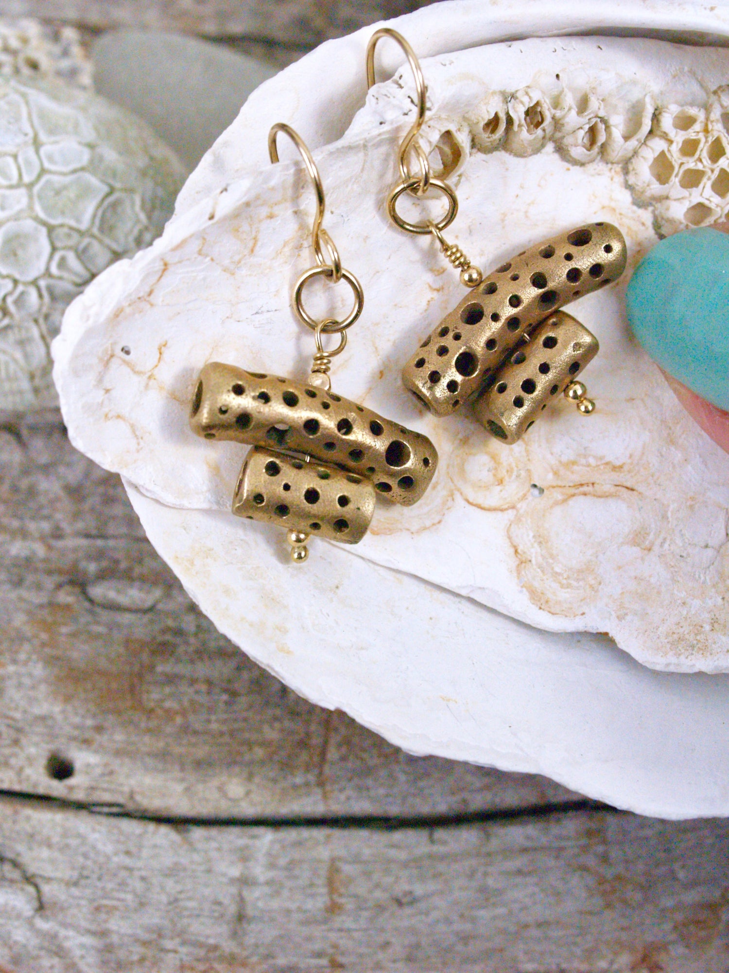 Bronze ocean inspired earrings