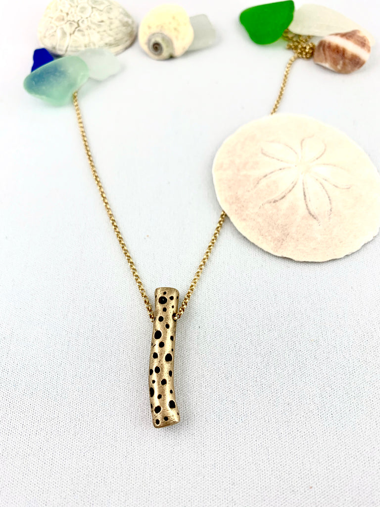 Bronze {bead} on gold chain - new necklace