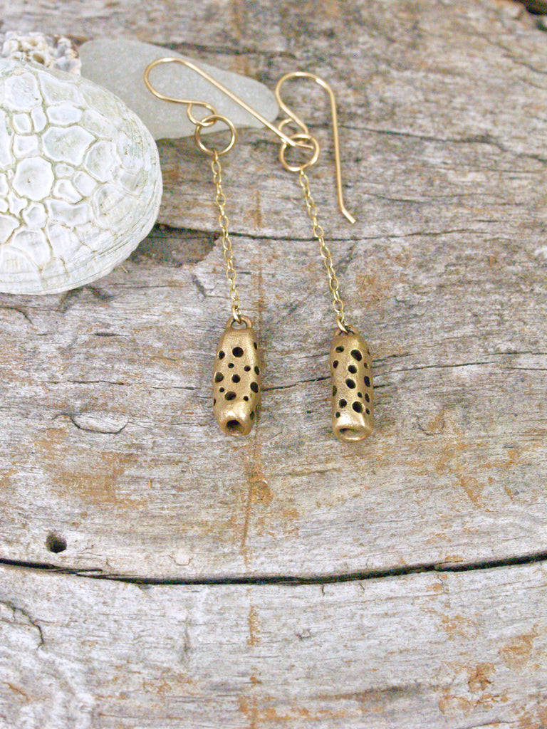 Sea mist green and {bronze} earrings