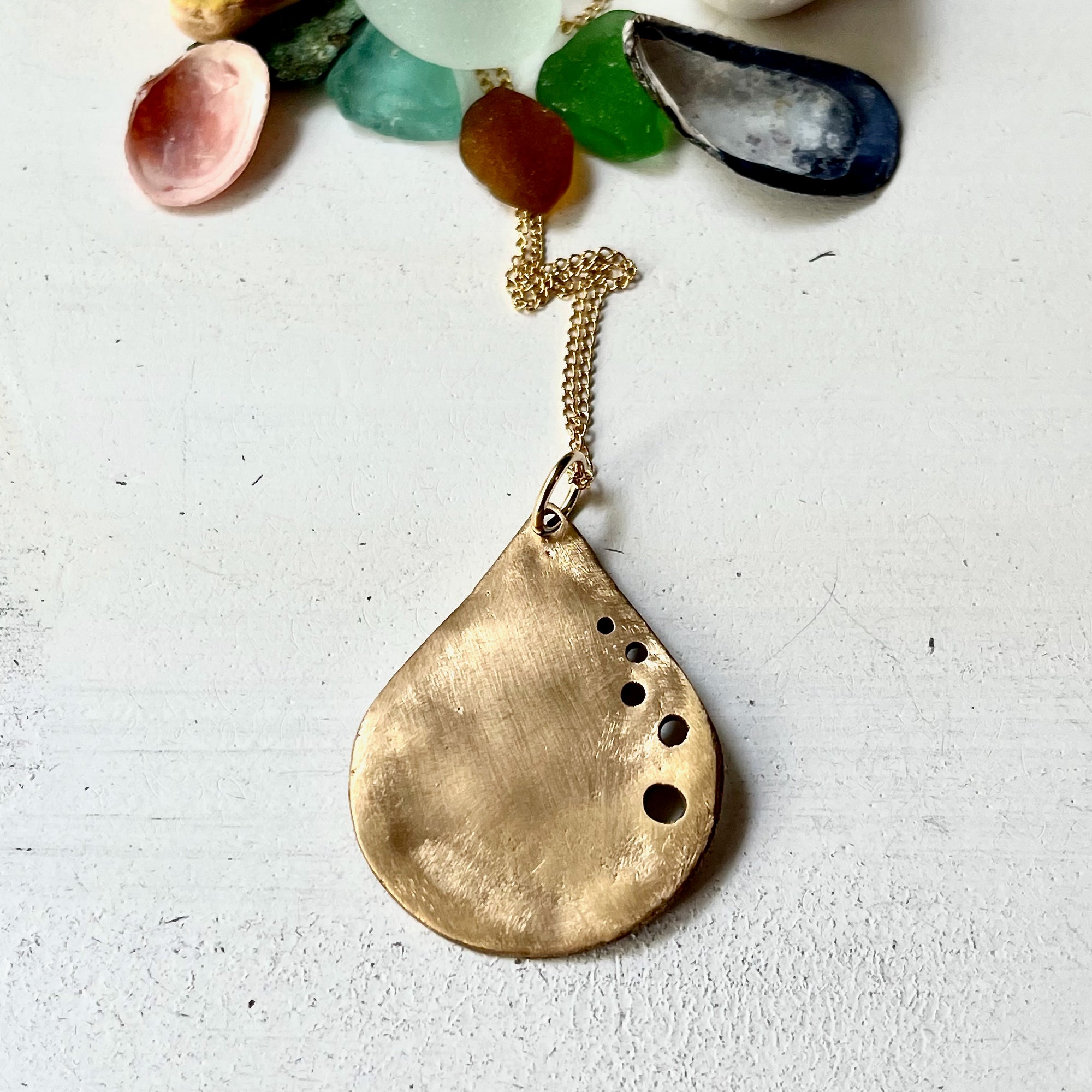 Ocean Droplet Maxi Bronze Necklace