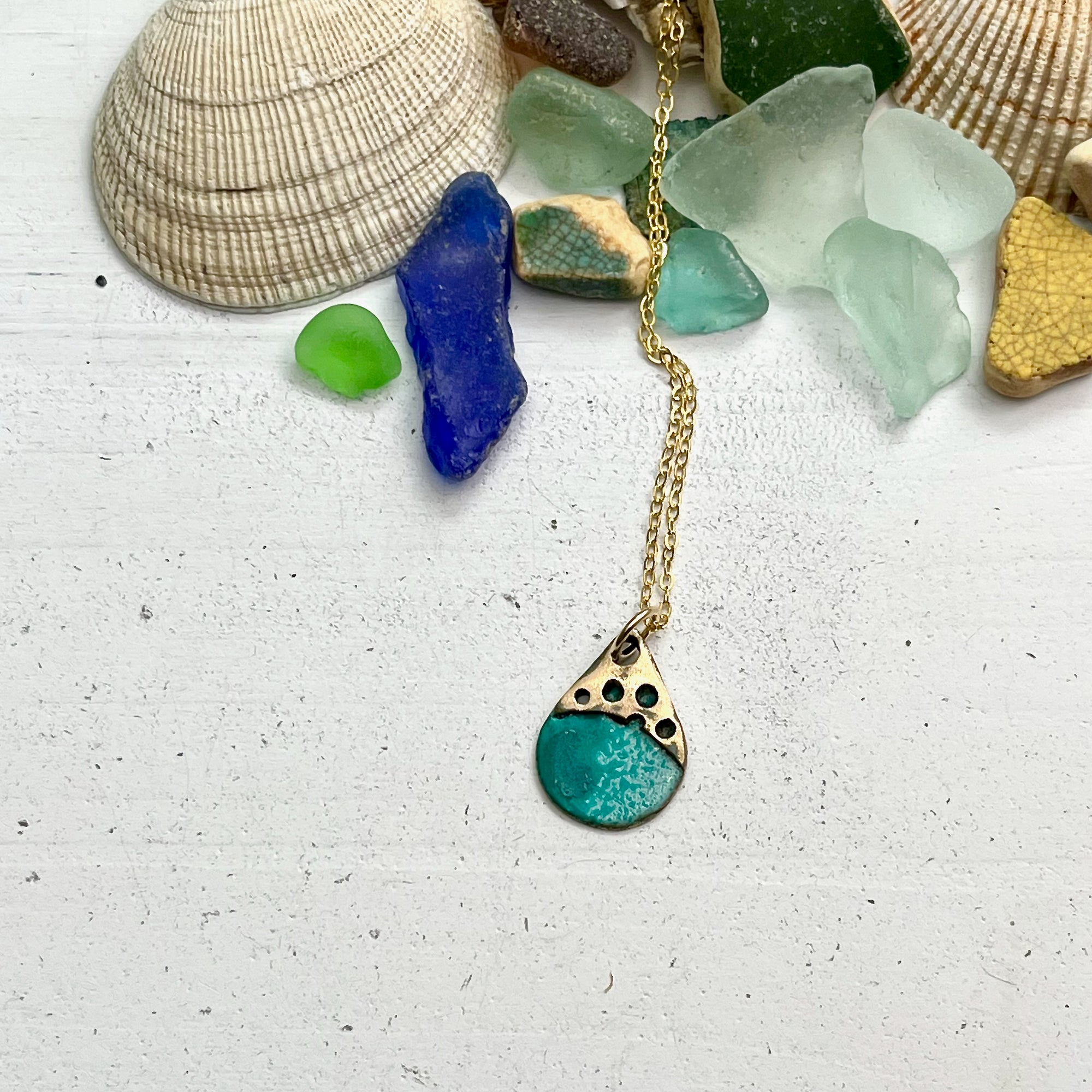 Ocean Droplet Aqua Necklace
