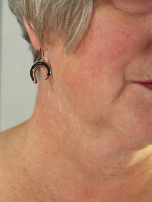 Ocean curl copper enamel earrings medium