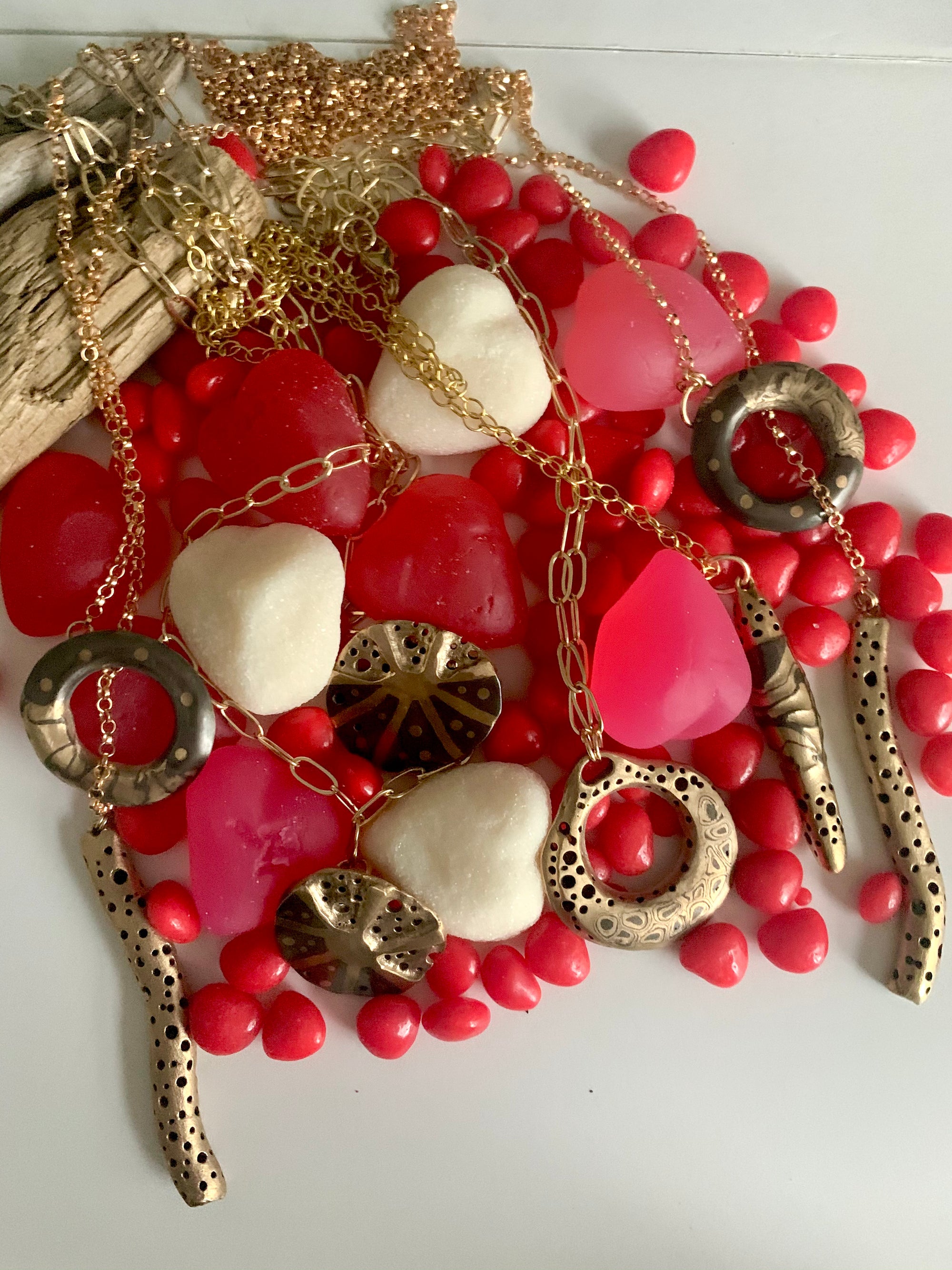 Handmade art jewelry necklaces for giving on valentines