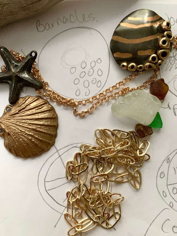 Steel {and bronze} barnacle shell - Leonajeanne Designs