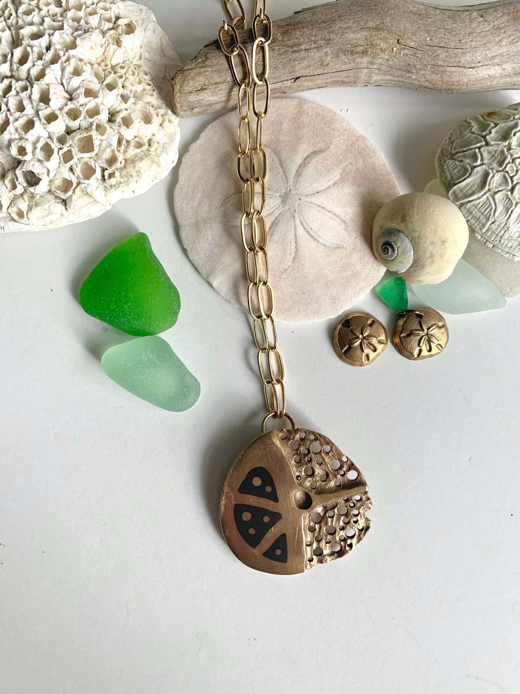 Seashells seaglass and handmade one of a kind necklace
