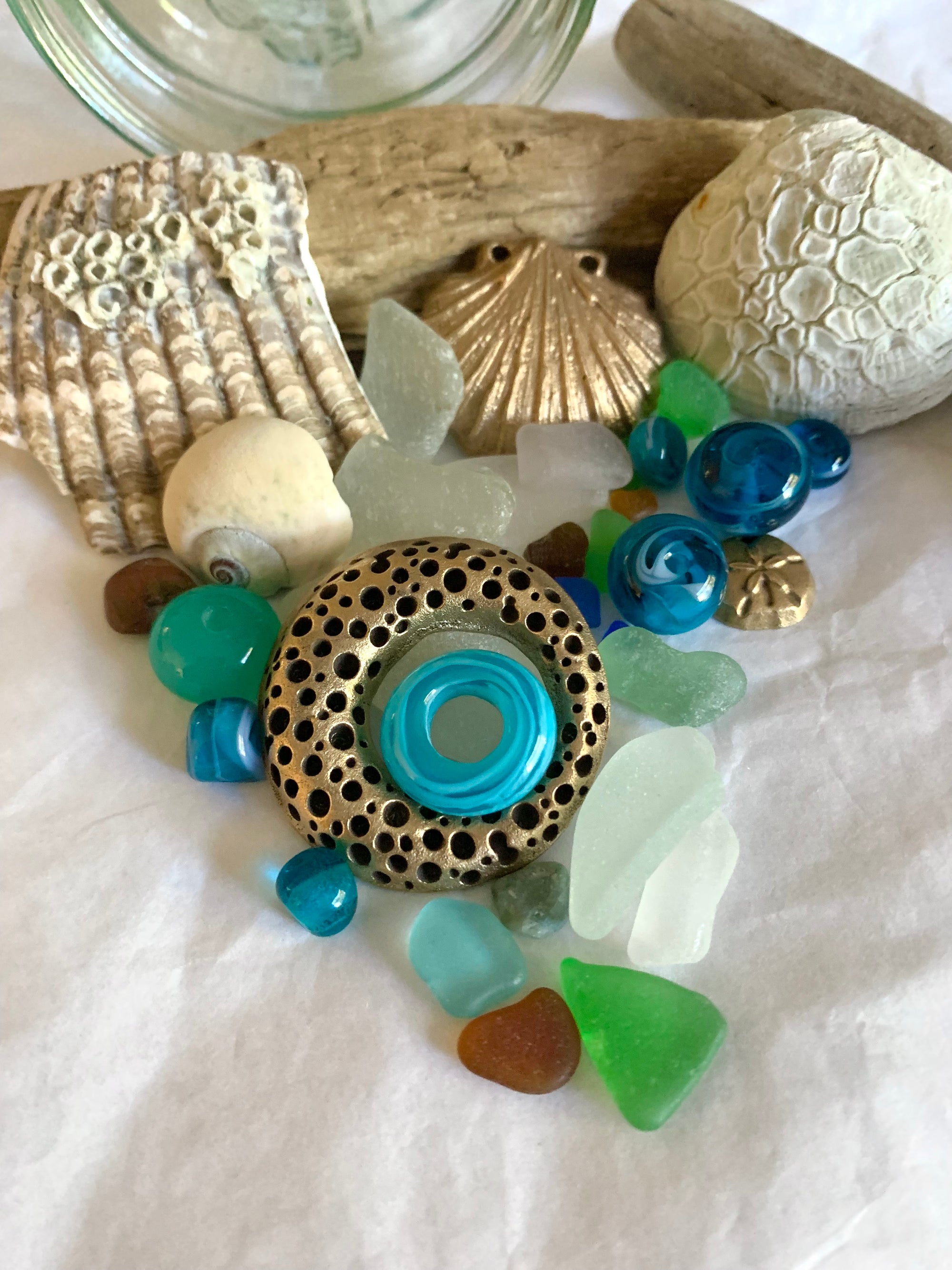Beach treasure and artisan jewelry pieces