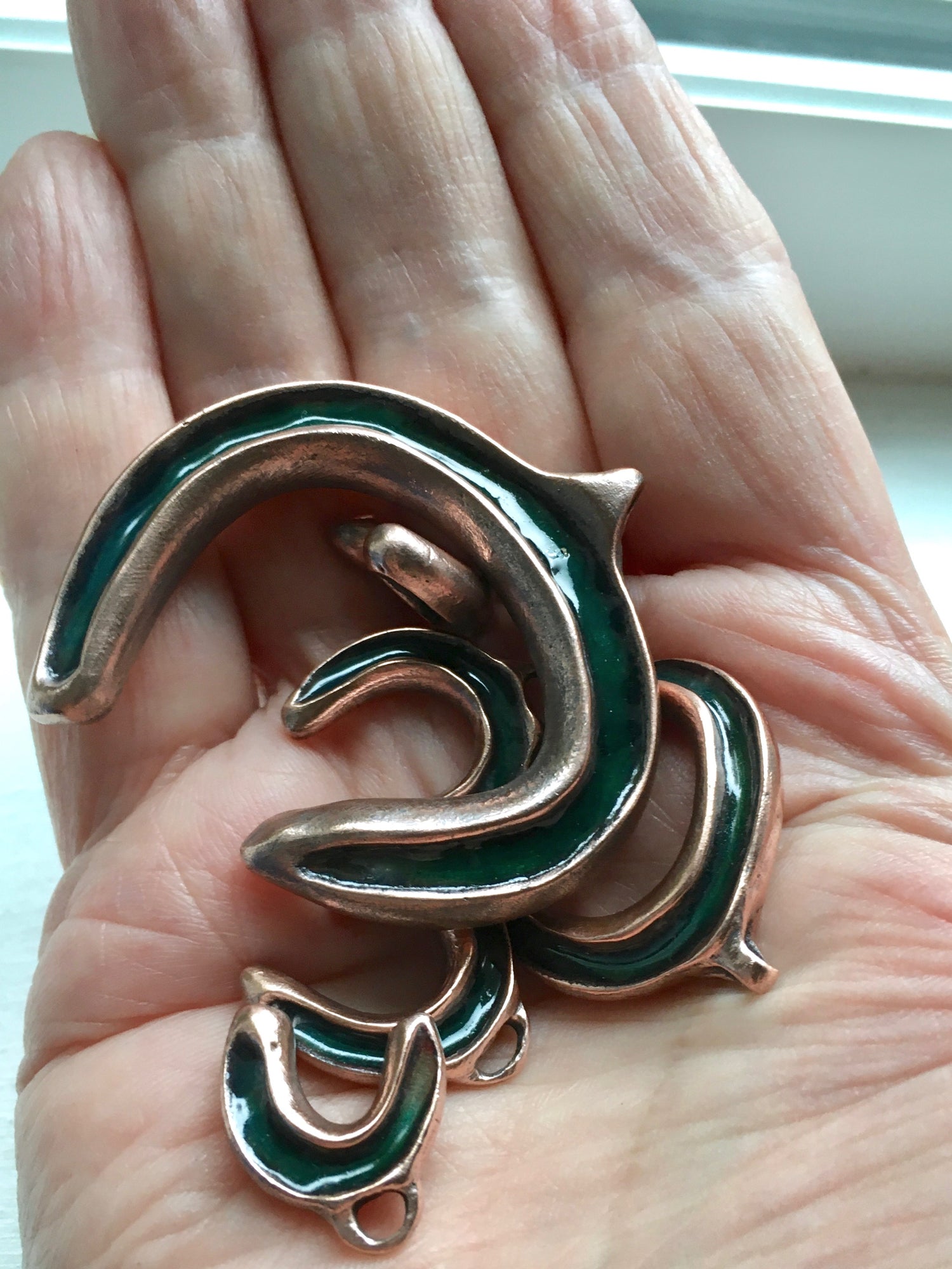 Copper and enamel jewelry