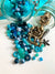 Bronze and blue handmade beads together