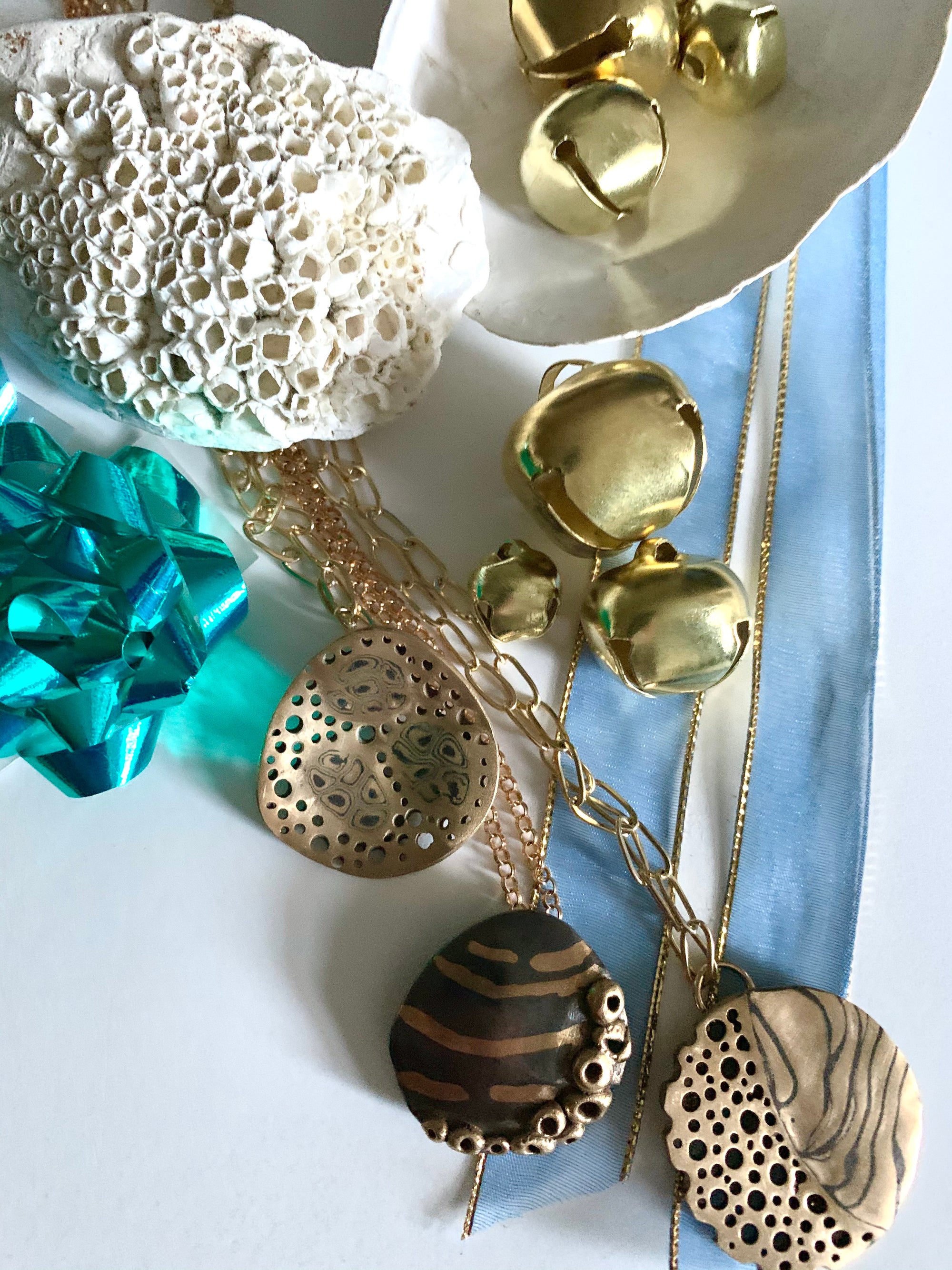 Three ocean inspired art jewelry necklaces for the holiday season
