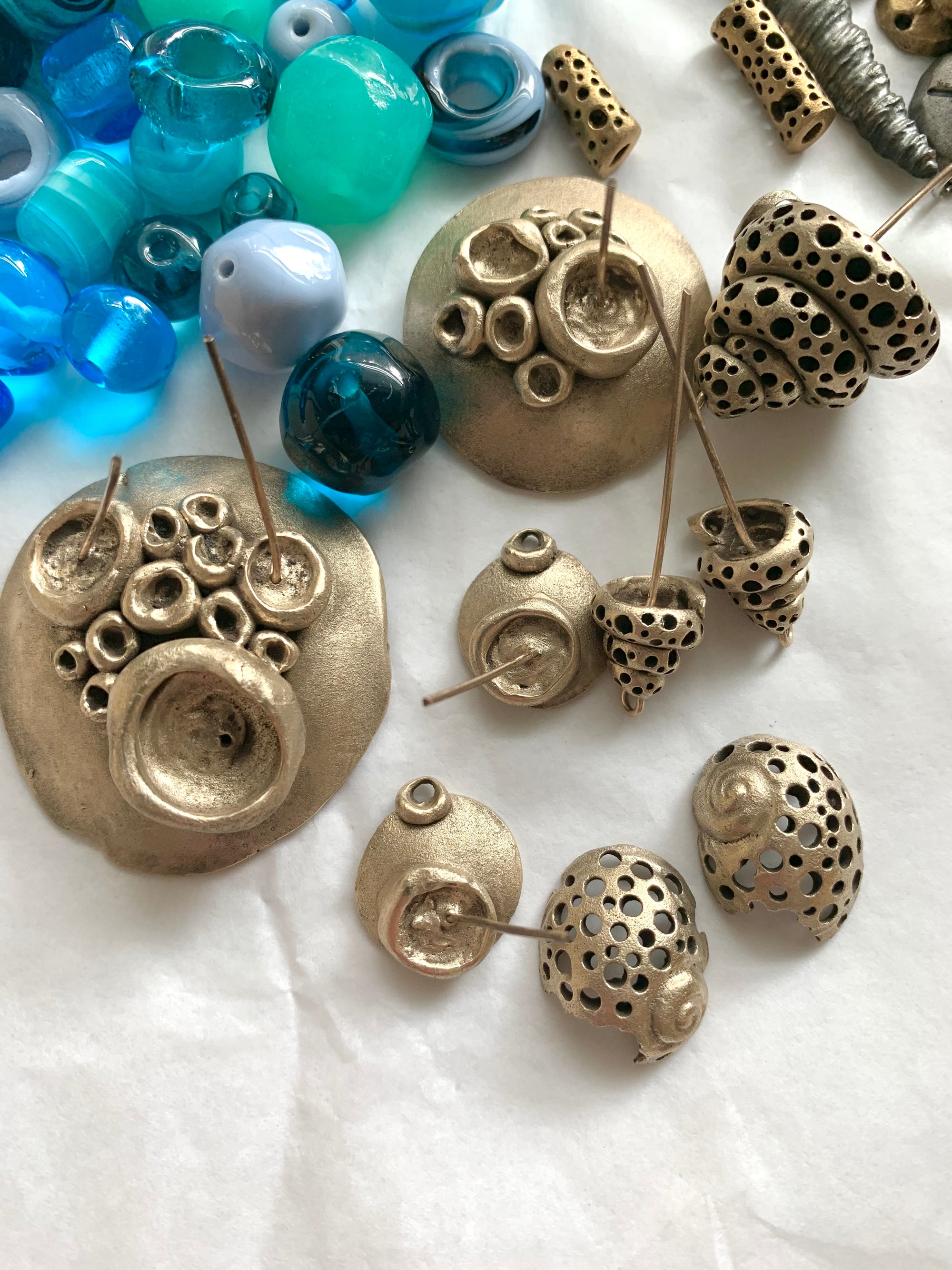 Bronze handmade jewelry and artisan glass beads