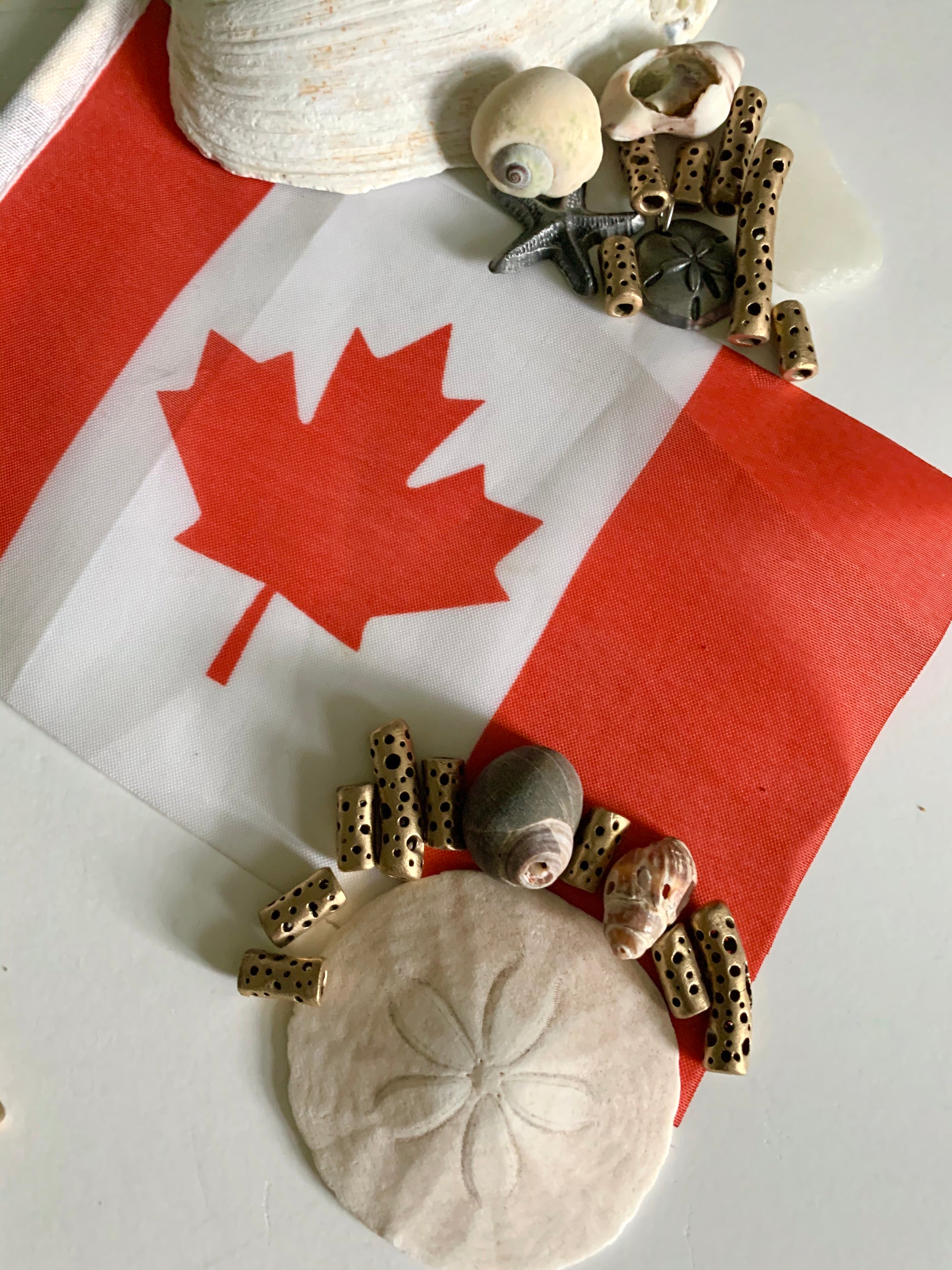 Bronze artisan beads Canadian seashells