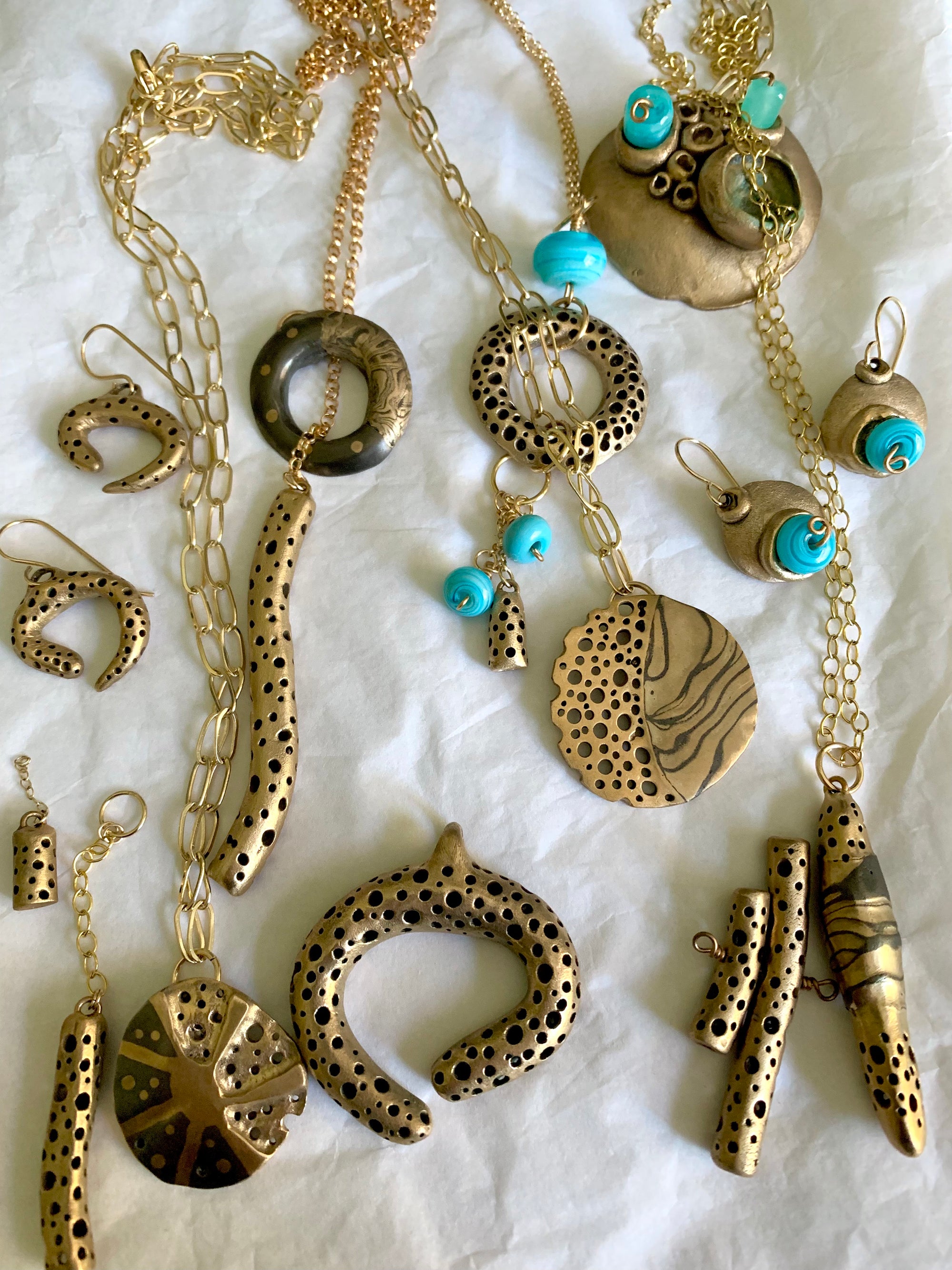 Handmade bronze jewelry pieces