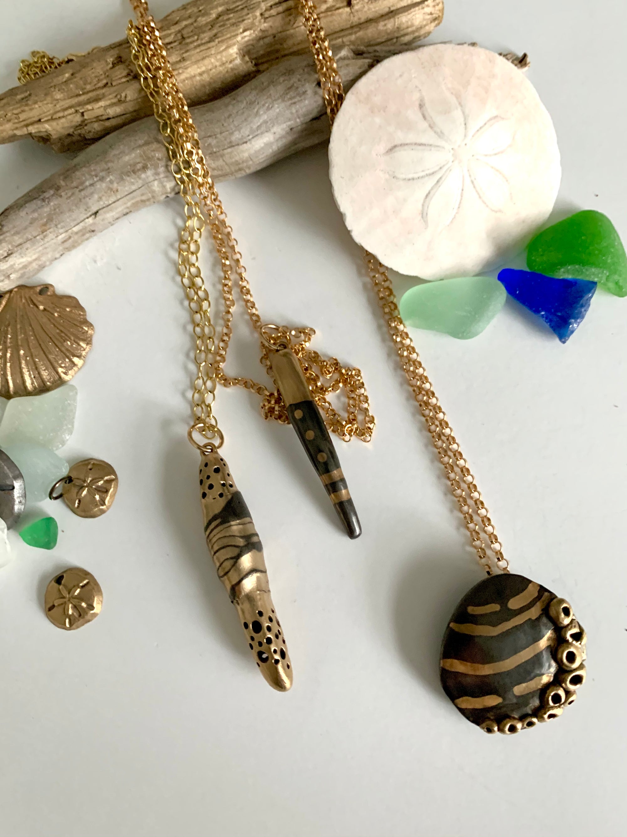 3 necklaces in my Shoreline Collection for beach lovers
