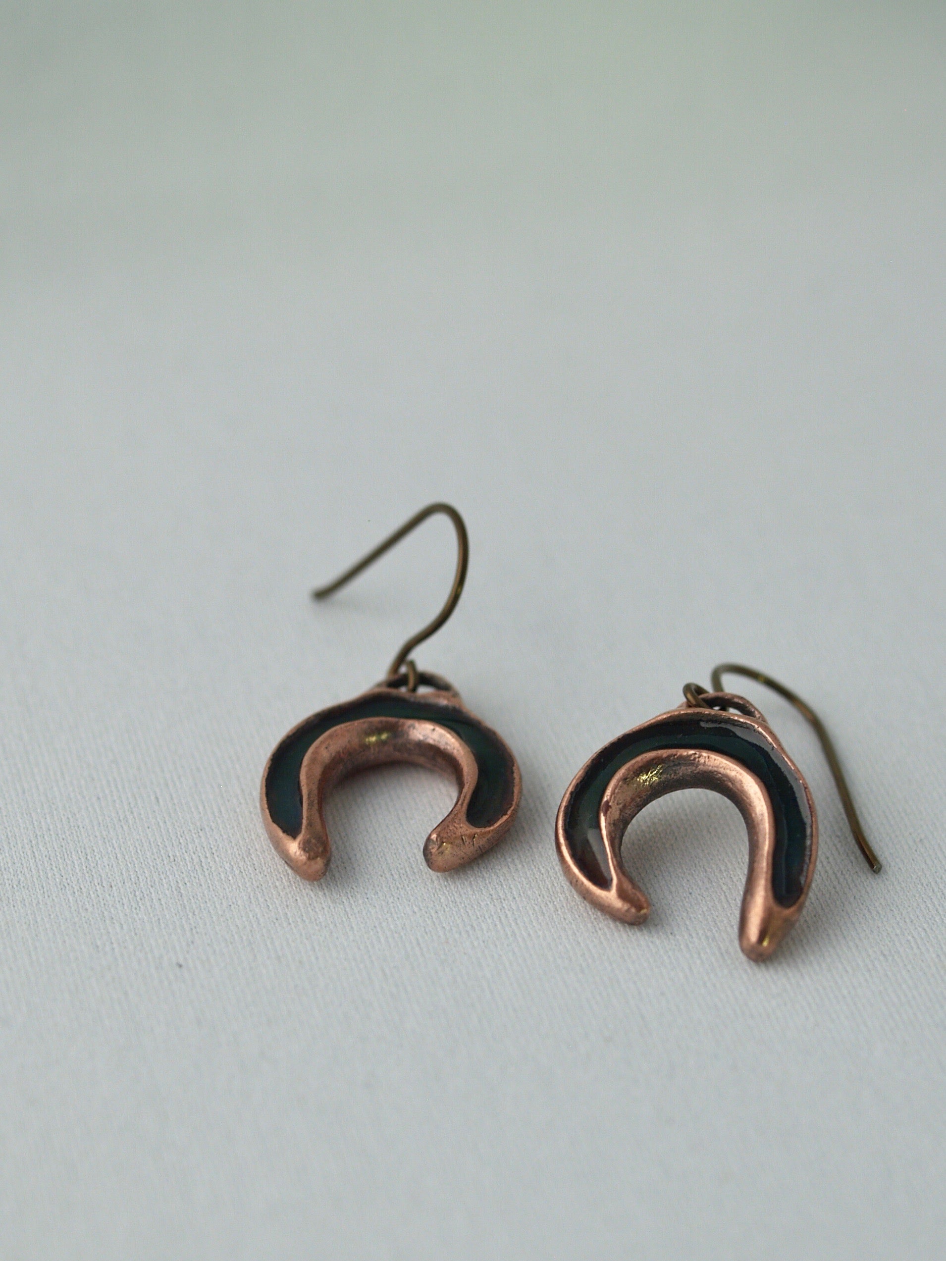 Ocean curl copper enamel earrings medium