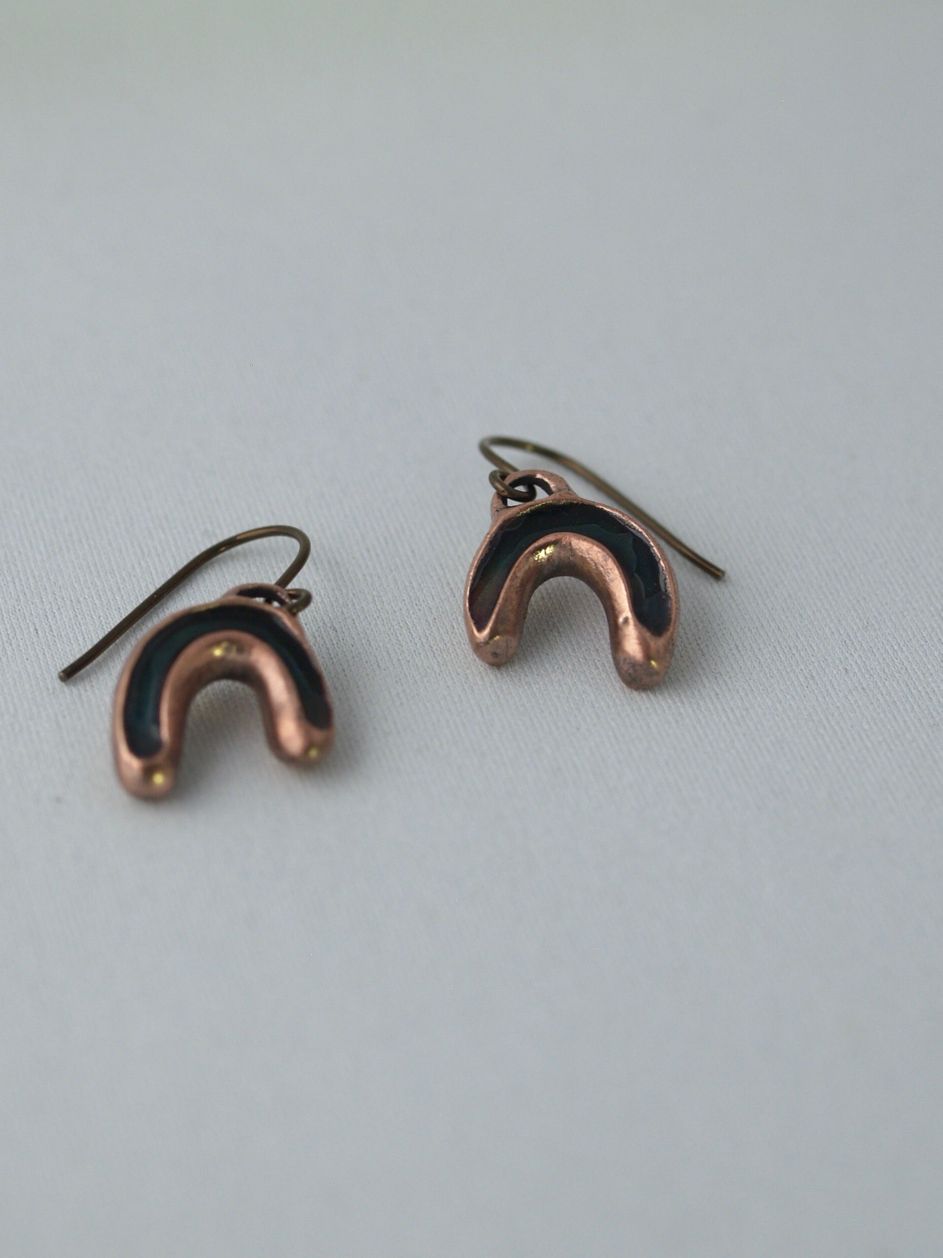 Ocean curl copper enamel earrings small
