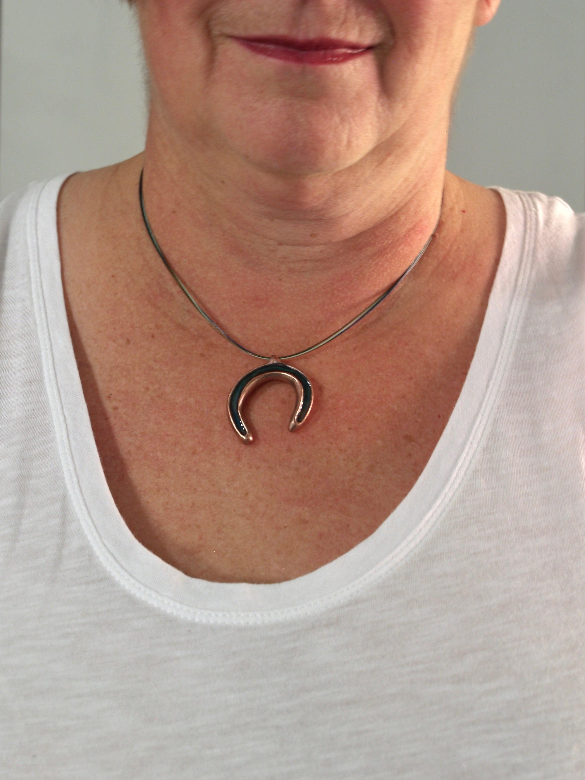 Ocean curl copper enamel pendant medium