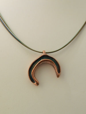 Ocean curl copper enamel pendant small